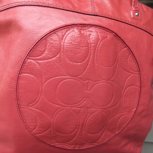 COACH F18900 LAURA PATENT LEATHER TOTE 13 X 14, CORAL PINK - Picture 10 of 13